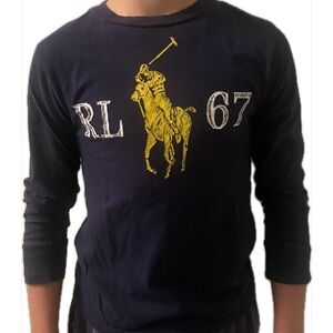 Polo by Ralph Lauren Kids Blue and Yellow Long Sleeve Tee, Size M
